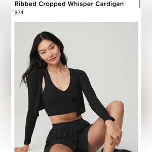 Alo Ribbed Cropped Whisper Cardigan- Size S